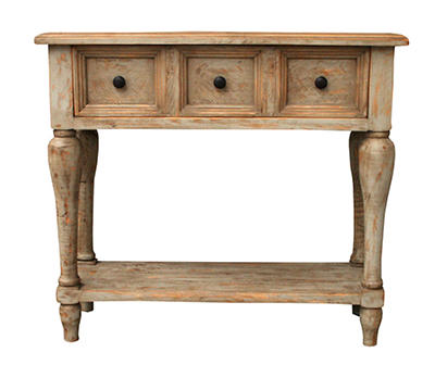 Antiqued Natural Gray Console Table