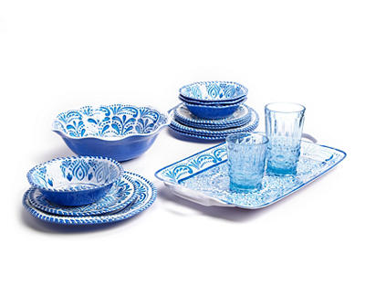 Blue Medallion Melamine Dinner Plates, 4-Pack
