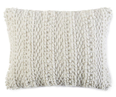 Ivory Texture Boho Outdoor Lumbar Throw Pillow