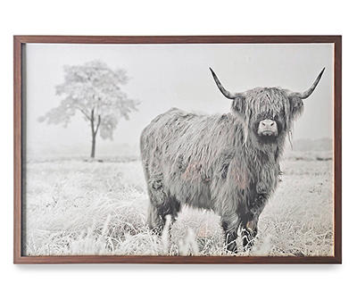 Black & White Cow Straight Fit Framed Glass Art, (32" x 22")