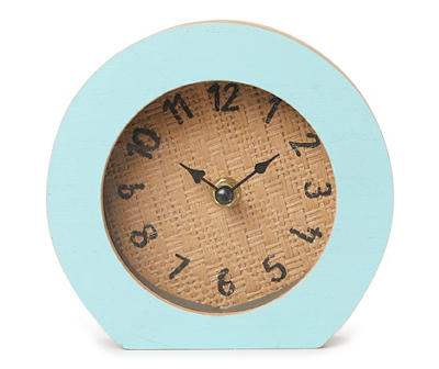 Blue & Brown Wood Mini Table Clock
