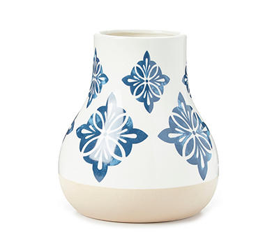 Blue Medallion Ceramic Vase, (6