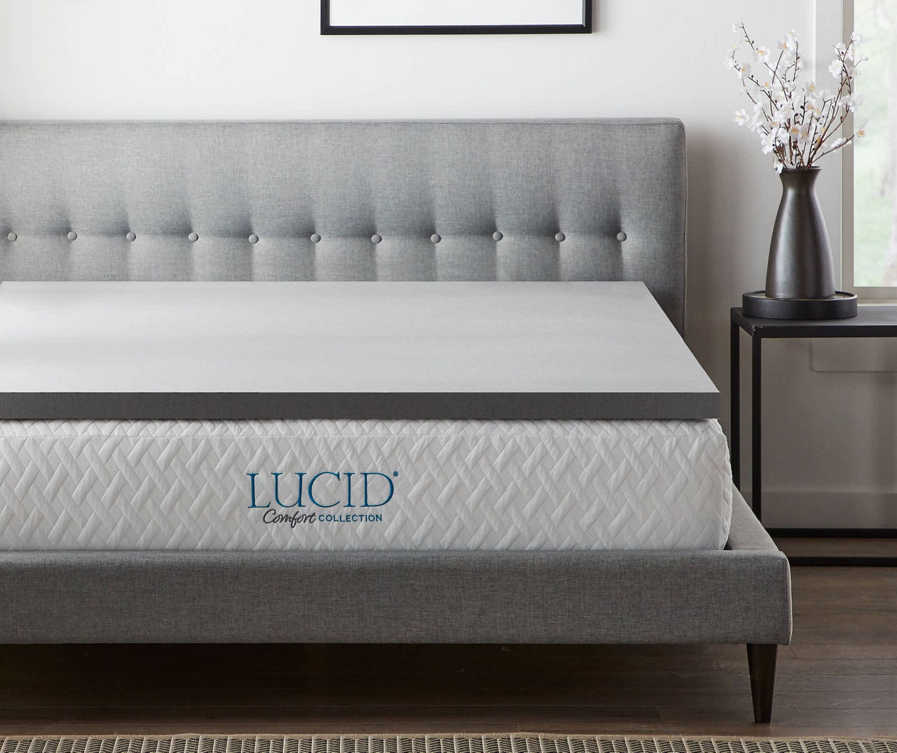 Lucid Comfort Collection Bamboo Charcoal Memory Foam Mattress Topper