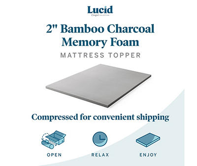 2" Bamboo Charcoal Memory Foam King Mattress Topper