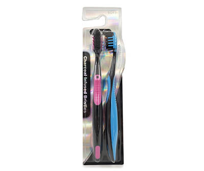 Charcoal Soft Toothbrushes, 2-Pack