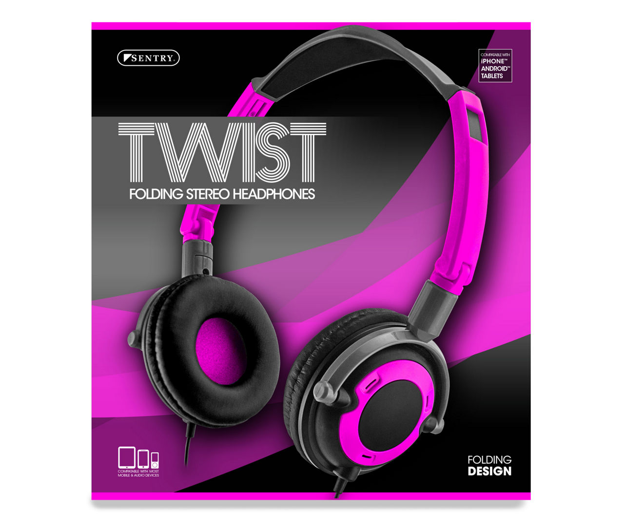 Sentry Twist Pink Folding Stereo Headphones Big Lots