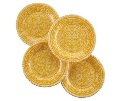 Yellow Medallion Melamine Salad Plates, 4-Pack