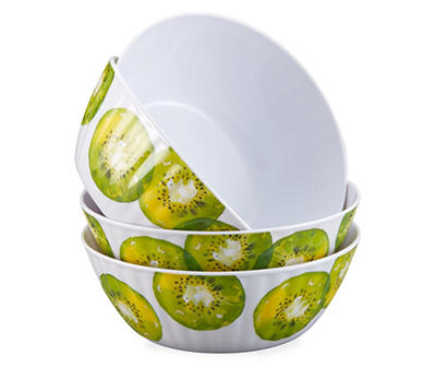 Tropical Fruit Kiwi Melamine Salad Bowls, 4-Pack