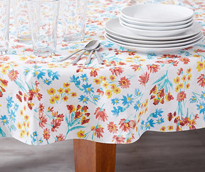 Wild Flowers Round PEVA Tablecloth, (60