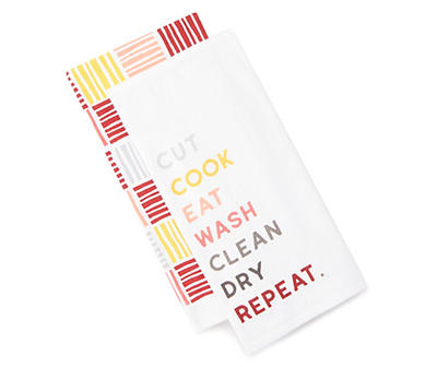 "Cut Cook Eat Wash Clean Dry Repeat" Kitchen Towel, 2-Pack