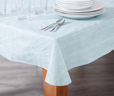 Aqua Herringbone PEVA Tablecloth, (60