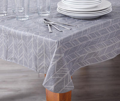 Gray Herringbone PEVA Tablecloth, (60