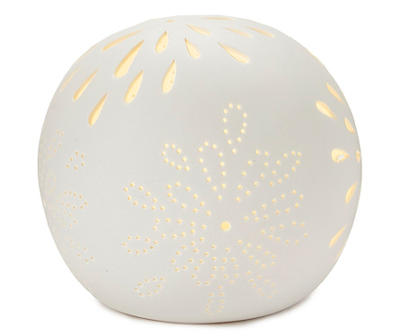 Flower Globe Pierced Porcelain Accent Shadow Lamp