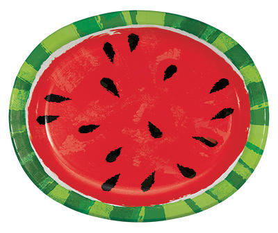 Watermelon Paper Platter Plates, 10-Count