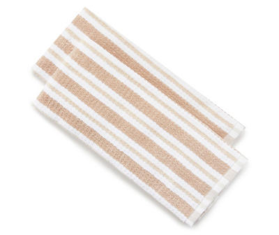 Tan Stripe Kitchen Towels, 2-Pack