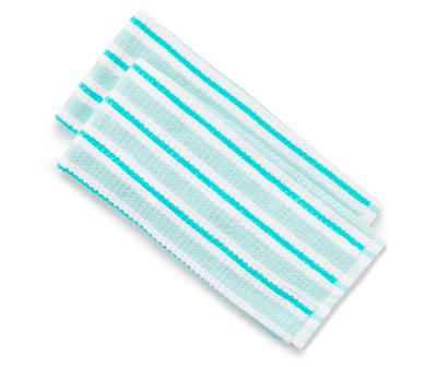 Aqua Stripe Kitchen Towels, 2-Pack