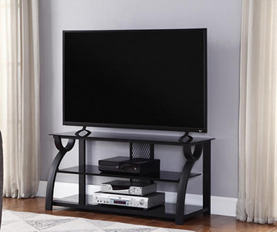 44IN BLK GLASS METAL TV STAND
