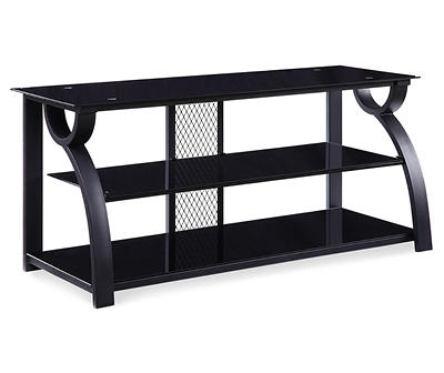 44IN BLK GLASS METAL TV STAND