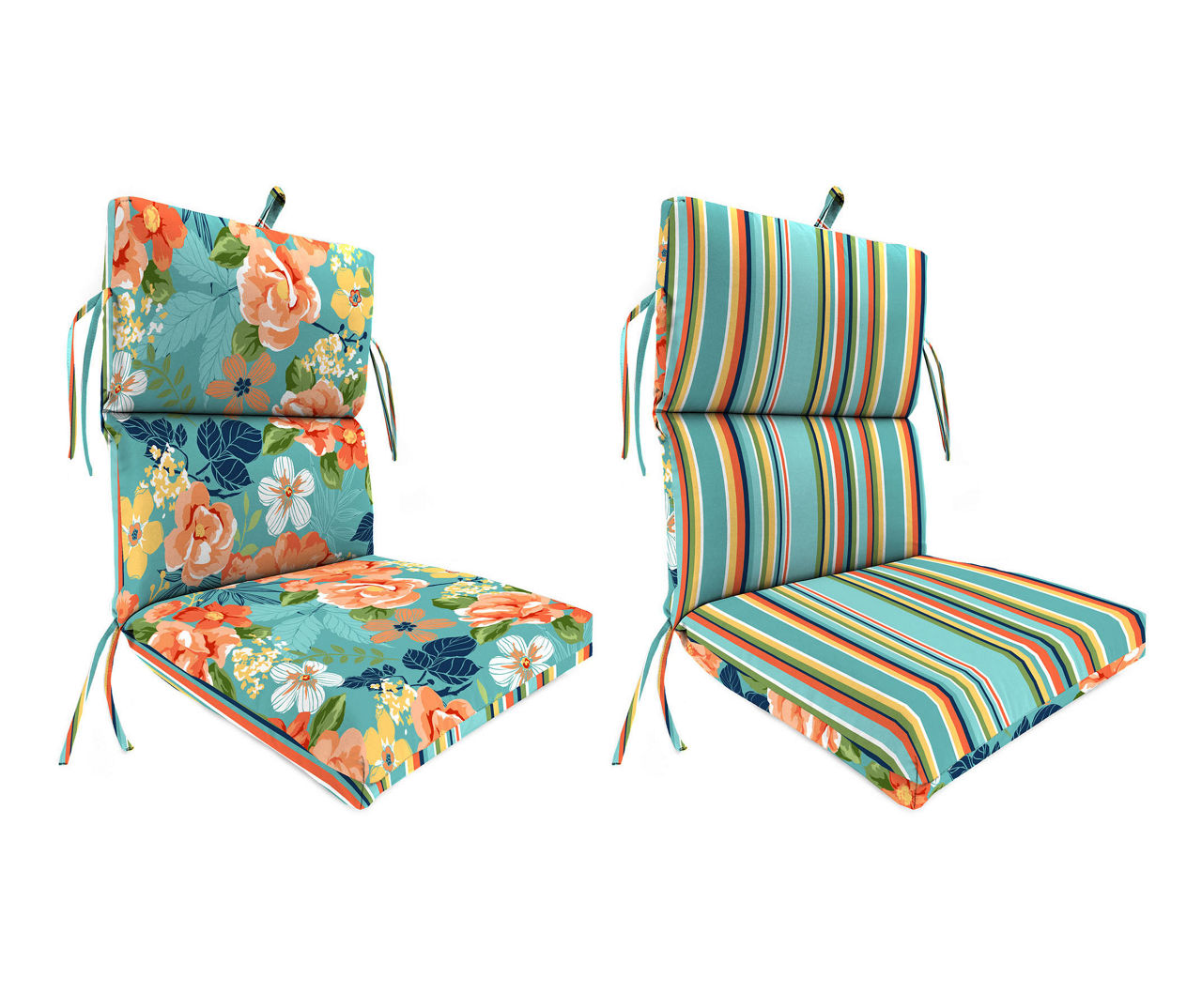 Marcia watercolor floral & stripe reversible outdoor chair cushion hot sale