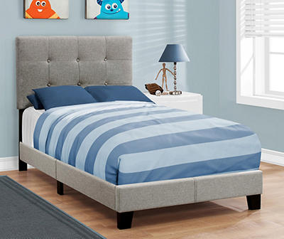 Gray Tufted Twin Upholstered Platform Bed
