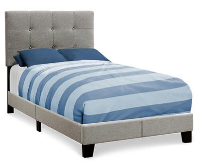 Gray Tufted Twin Upholstered Platform Bed