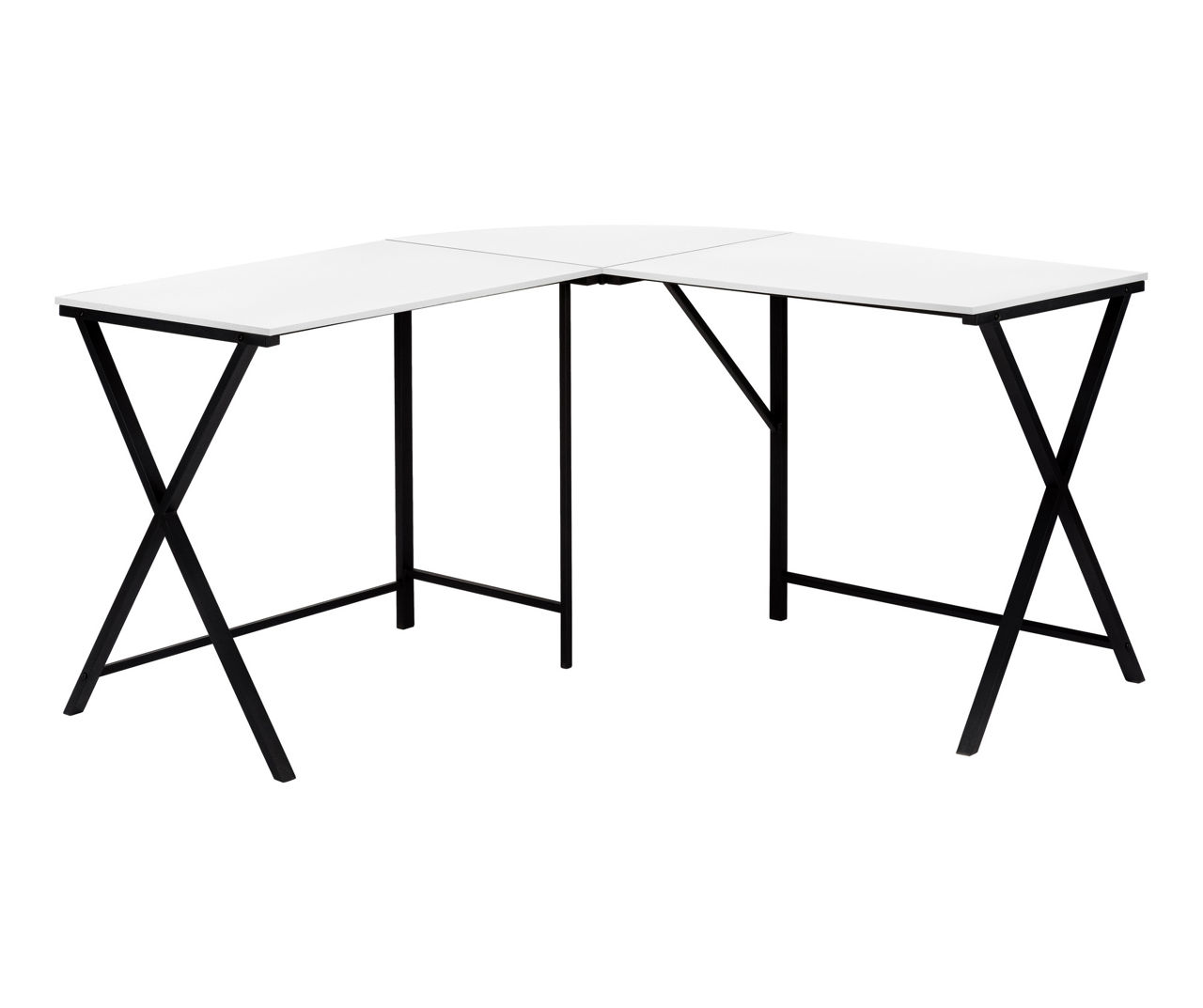 White & Black L-Shaped Desk