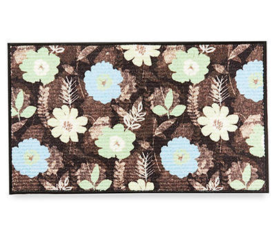 Bevington Brown Floral Pattern Indoor Doormat, (17” x 30”)