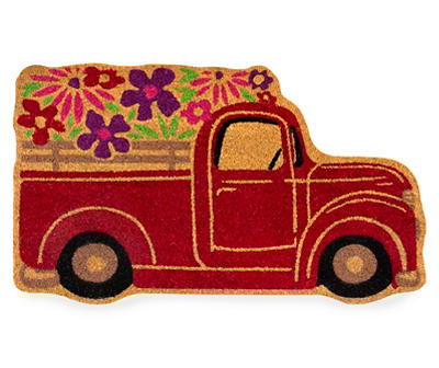 Truck & Flowers Coir Outdoor Doormat, (18” x 30”)