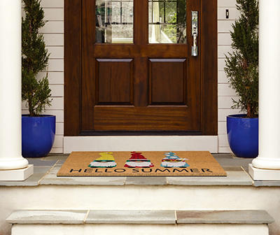 "Hello Summer" Gnomes Coir Outdoor Doormat