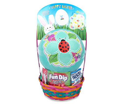 Ladybug Soft Felt Easter Basket  w/Picket Fence & Spring Green Grass 