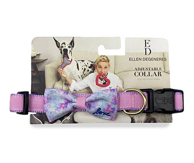 Dog's Large Pink Tie Dye Bowtie Collar