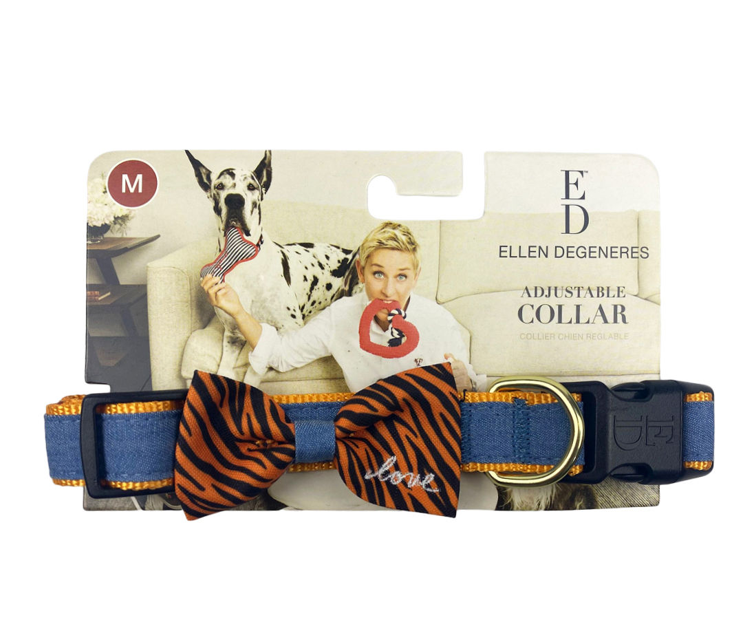 Dog's Medium "Love" Tiger Stripe Bowtie Collar