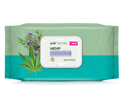 Hemp Makeup Remover Cleansing Tissues, 60-Count