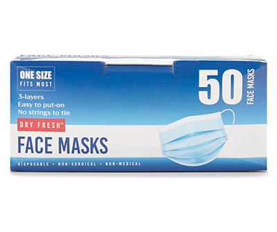 Adult Disposable Face Masks, 50-Pack