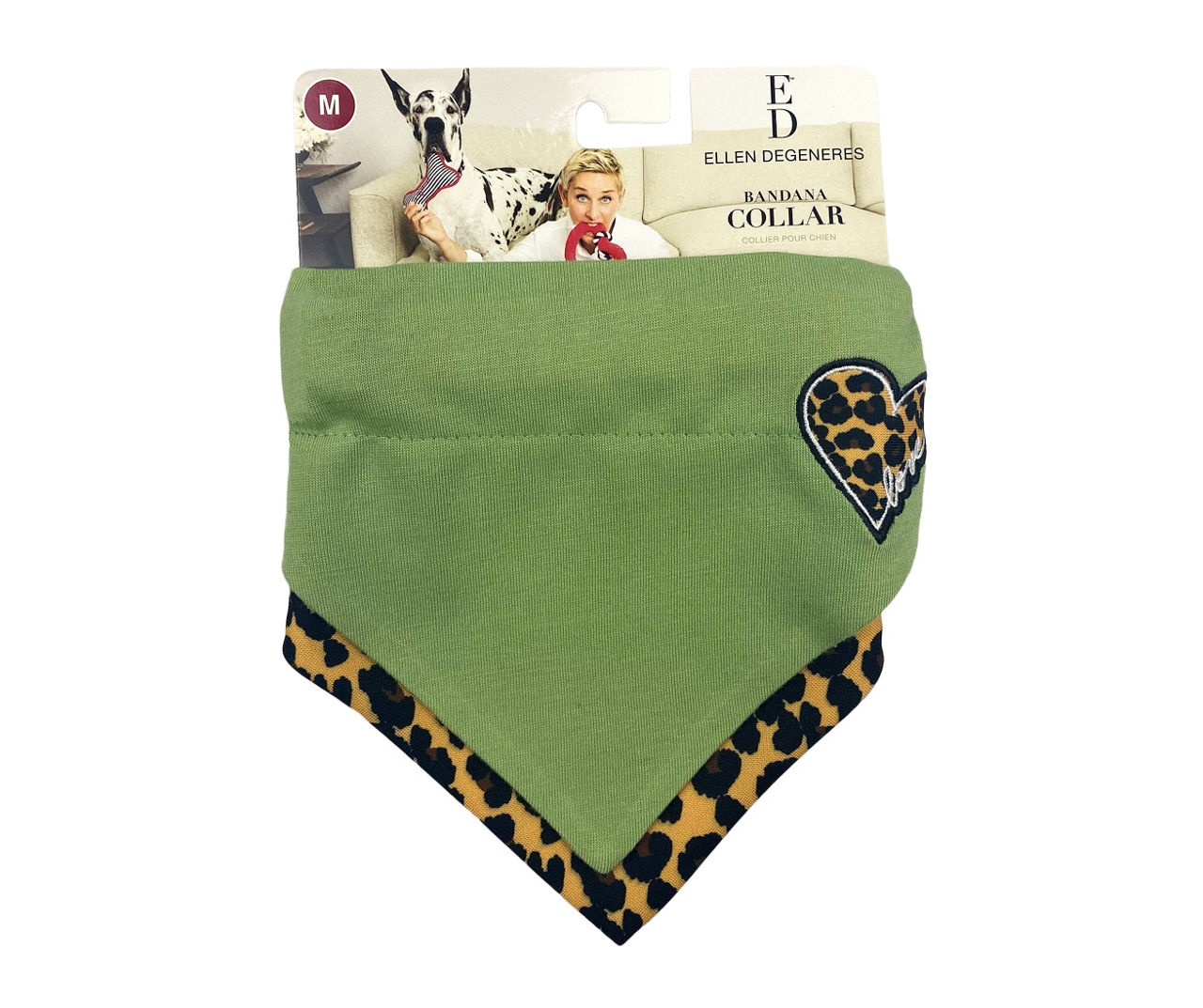 Dog's Large "Love" Leopard Print Bandanna Collar