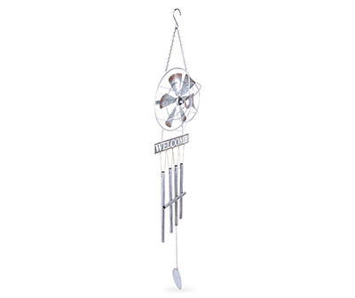 "Welcome" Metal Windmill Wind Chime