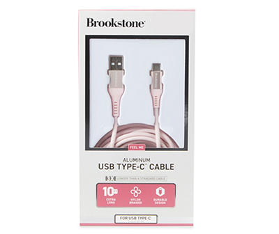 Rose Gold Metallic USB Type-C 10' Nylon Cable