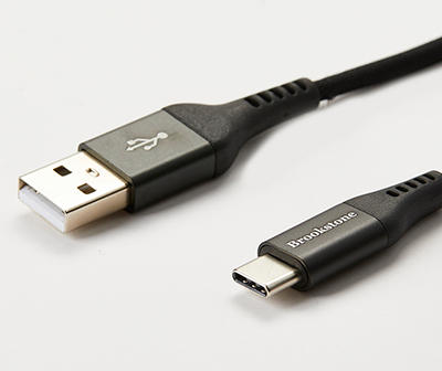 Black Metallic USB Type-C 6' Nylon Cable