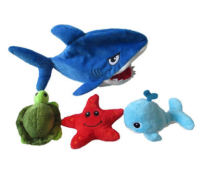 Shark Burrow Dog Toy, 4-Piece