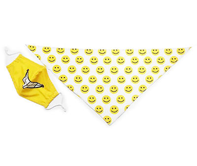 Yellow Smile Face Mask & Dog's Bandana
