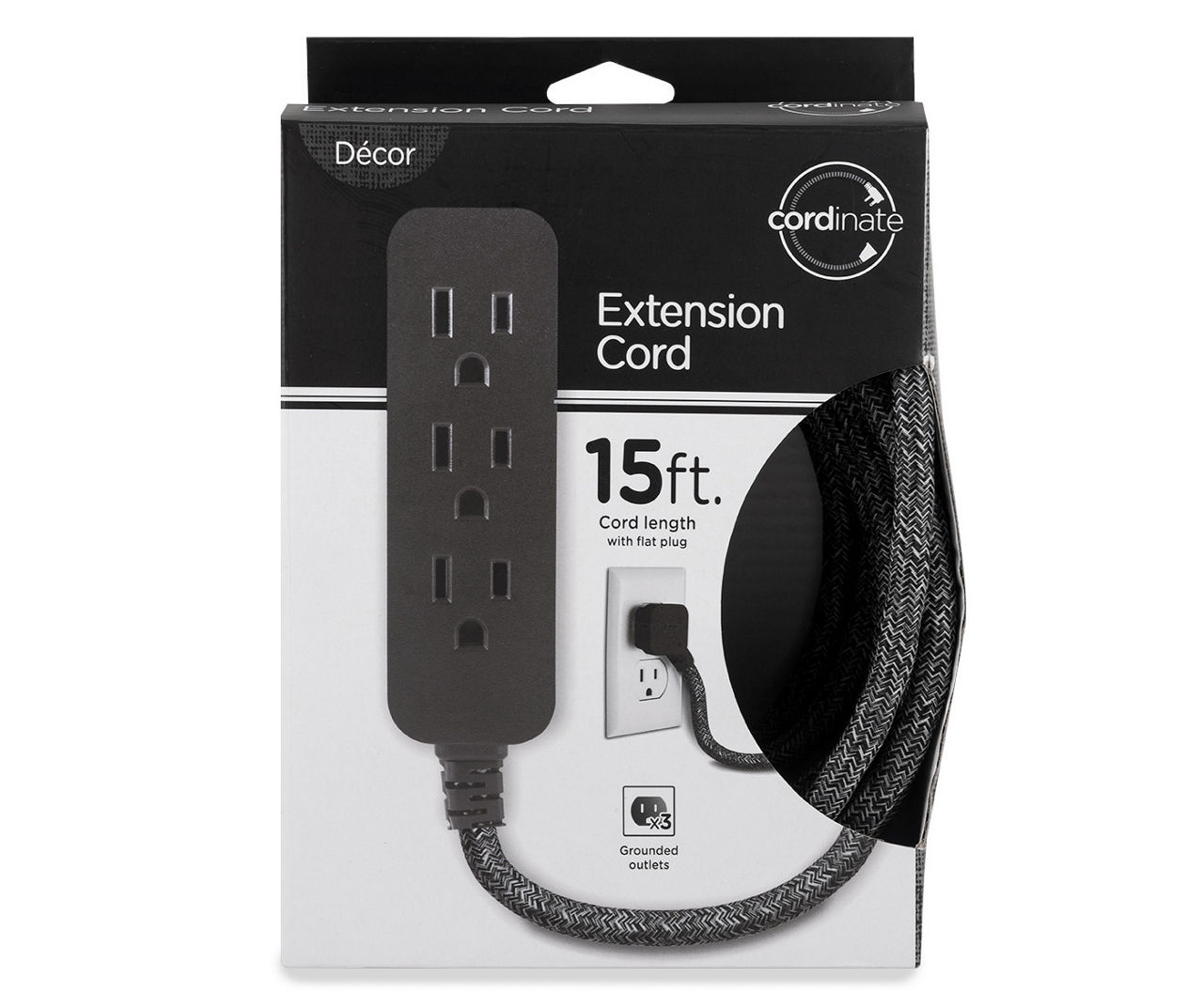 15' Black Heather Extension Cord Big Lots