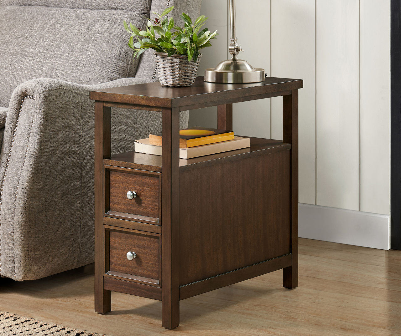Real Living Walnut 2 Drawer End Table