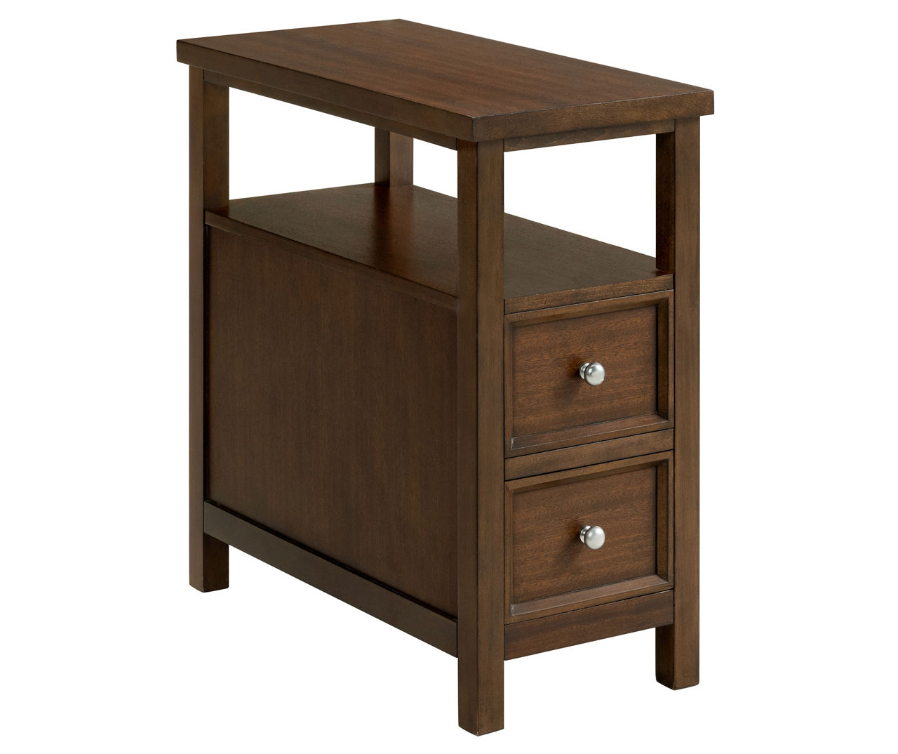 Real Living Walnut 2-Drawer End Table with Shelf