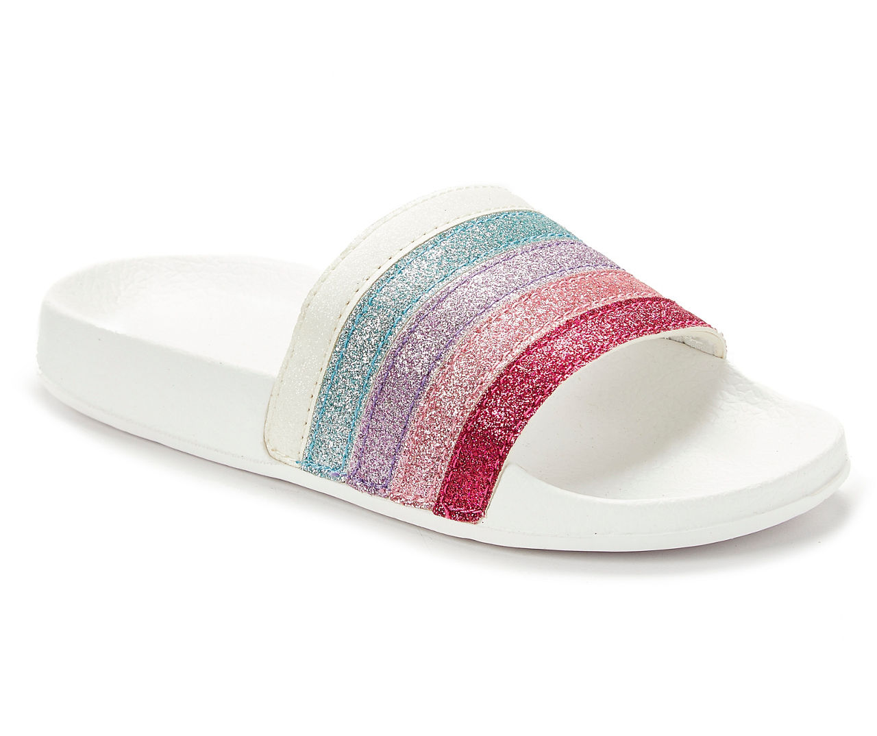 Girls' Small Glitter Rainbow Slide Sandals