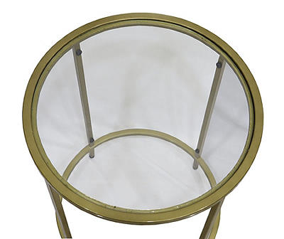 END TABLE ROUND GLASS GOLD METAL LEGS