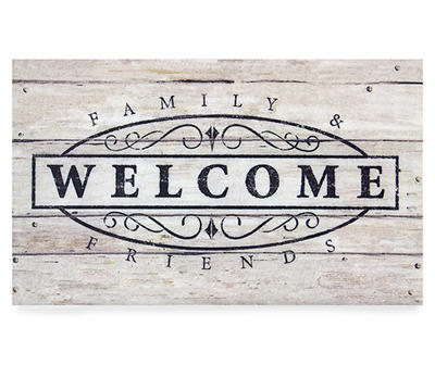 "Welcome Family & Friends" Wood Look Doormat, (18" x 30")
