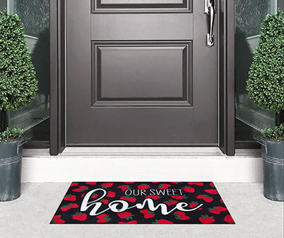 "Our Sweet Home" Strawberry Pattern Doormat, (18" x 30")