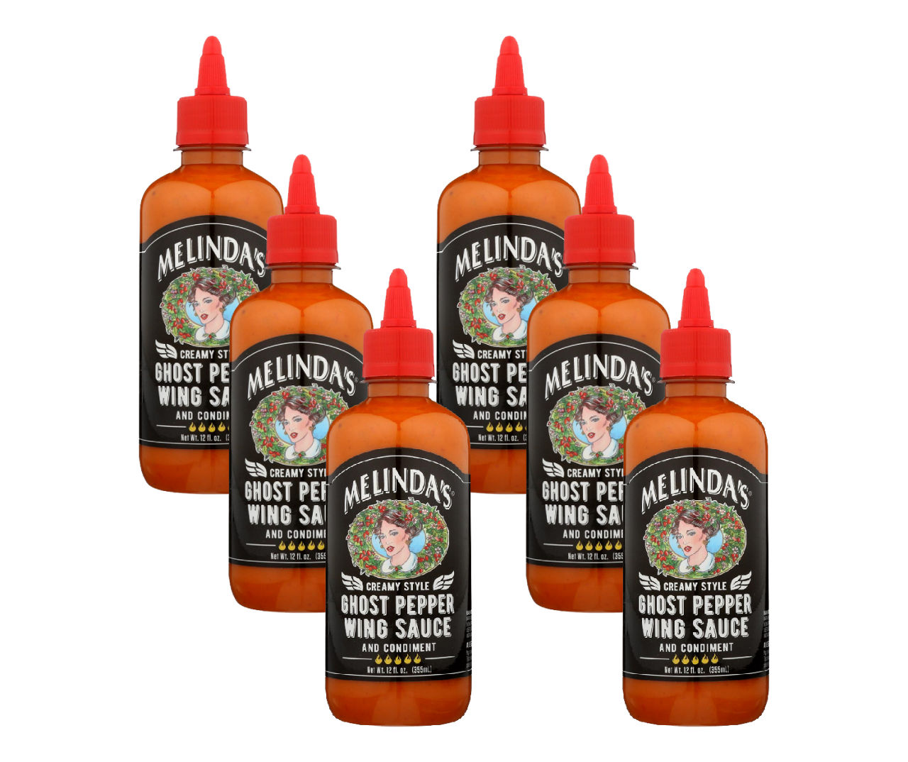 Melinda's Hot Sauces Creamy Style Ghost Pepper Wing Sauce, Pack of 6