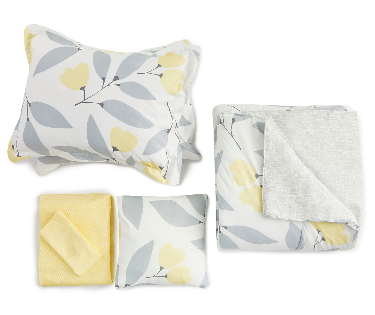 Yellow Floral Twin 6-Piece Reversible Comforter Set
