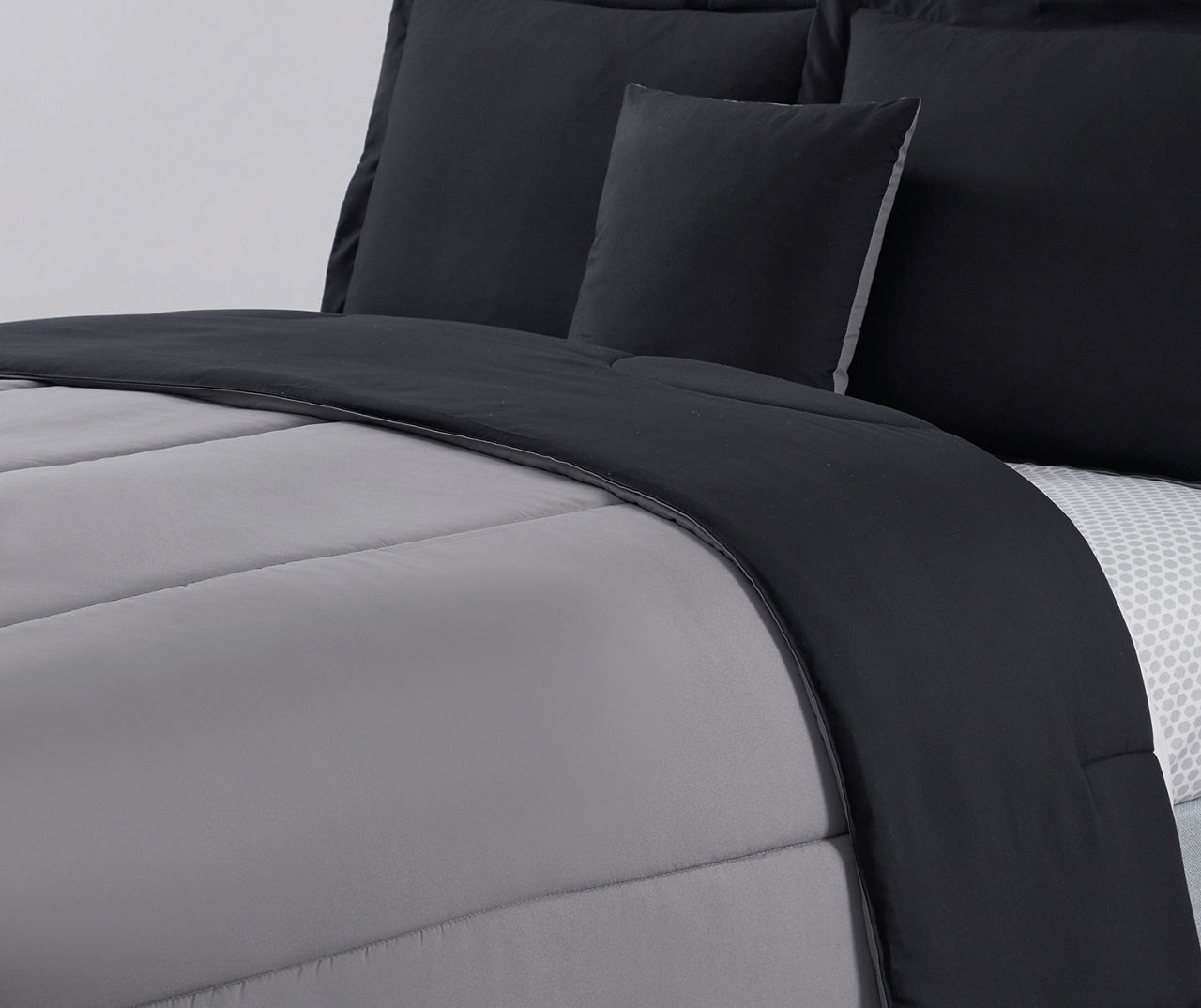 Real Living Real Living Gray & Black Reversible Comforter Set